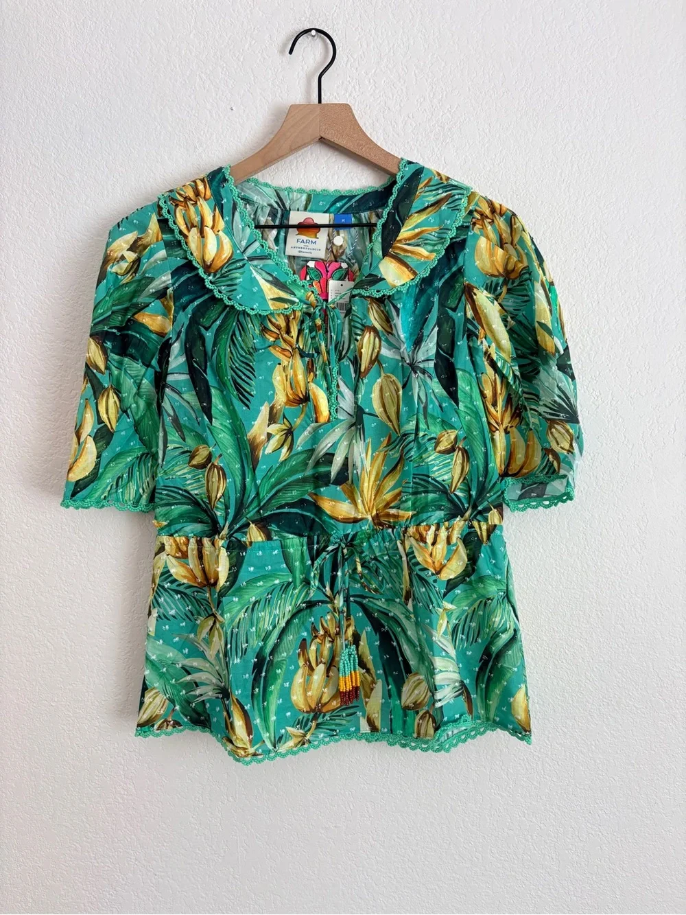 Farm Rio Puff-Sleeve Babydoll Blouse